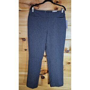 Kim Rogers Women Size 12P Gray Elastic Waist Straight Leg Pull On Dress Pant New